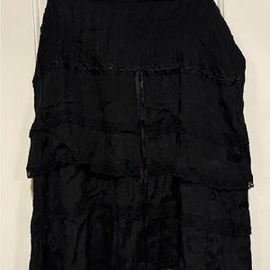 Derek Heart Black Lace Tiered Skirt Size XL Bohemian Whimsigoth Style